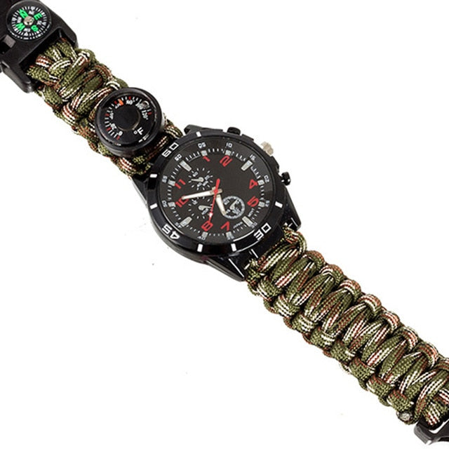 Tactical Outdoor Camping Survival Bracelet Watch