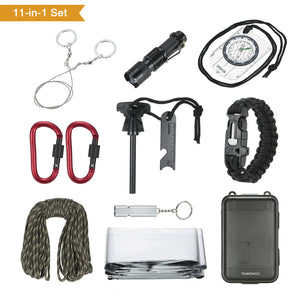 11 in 1 Outdoor Survival Kit Multi-Purpose Emergency Survival Gear